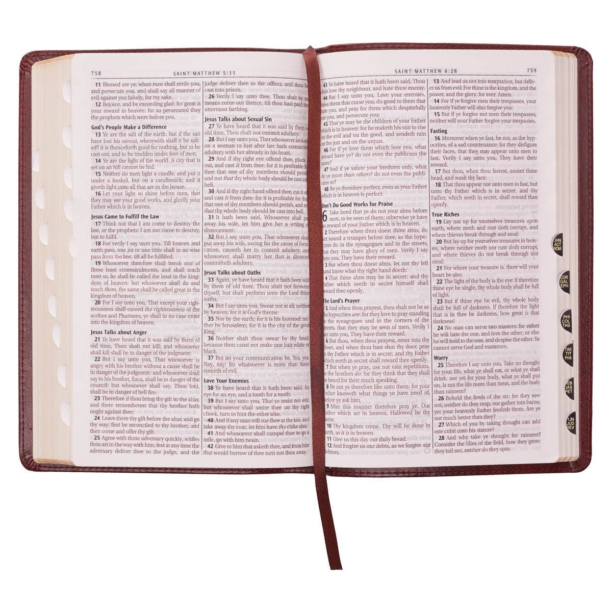 KJV Bible Deluxe Gift Faux Leather, Saddle Tab