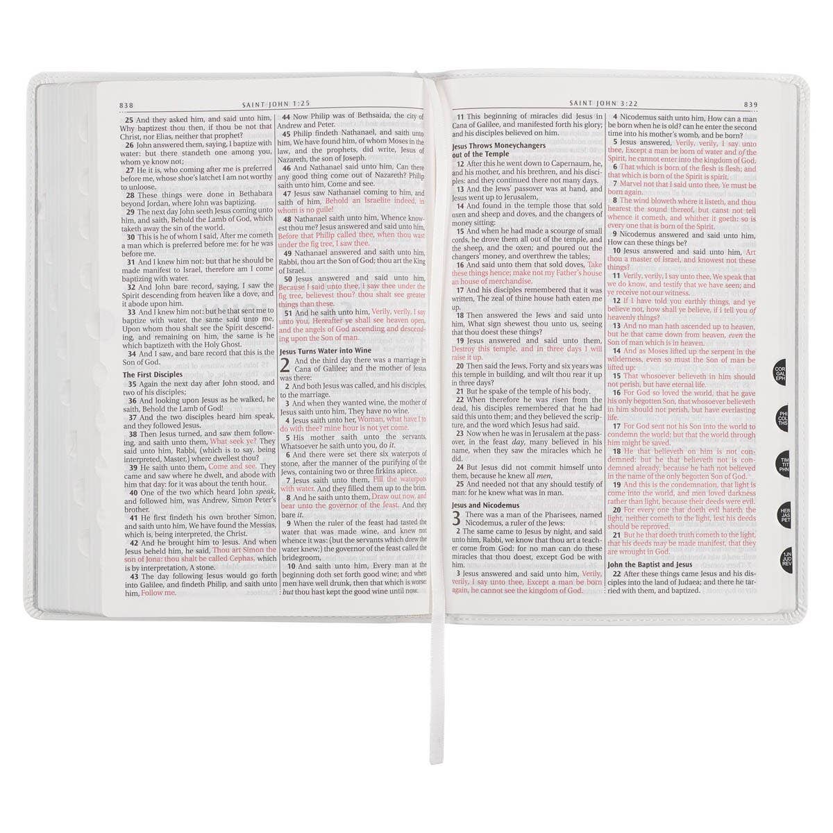 KJV Bible Thinline LP Faux Leather, White