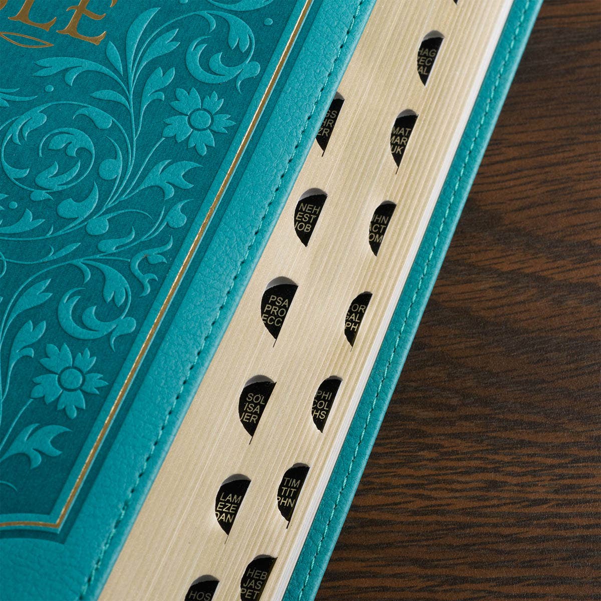 KJV Bible Giant Print Standard-size Faux Leather Teal Floral
