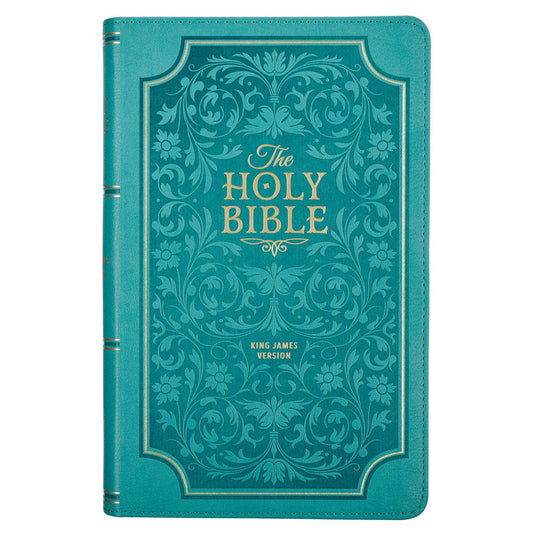 KJV Bible Giant Print Standard-size Faux Leather Teal Floral