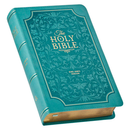 KJV Bible Giant Print Standard-size Faux Leather Teal Floral