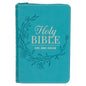 KJV Bible Mini Pocket Faux Leather, Teal w/zipper