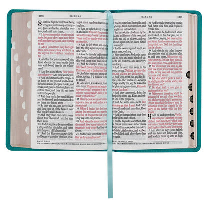 KJV Bible Giant Print Standard-size Faux Leather Teal Floral